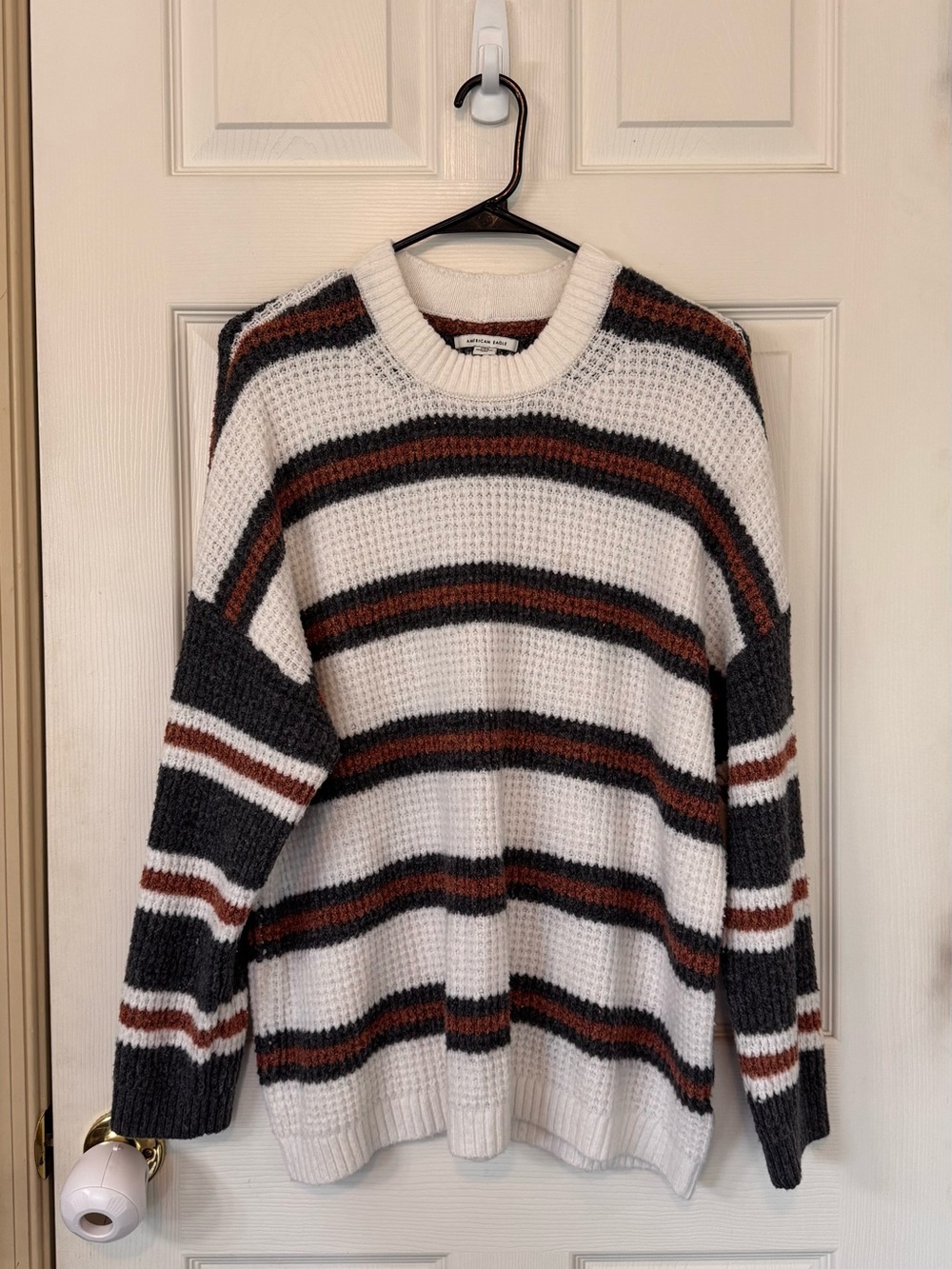 American Eagle Striped Crew Neck Sweater Size Large Cottage Grandma